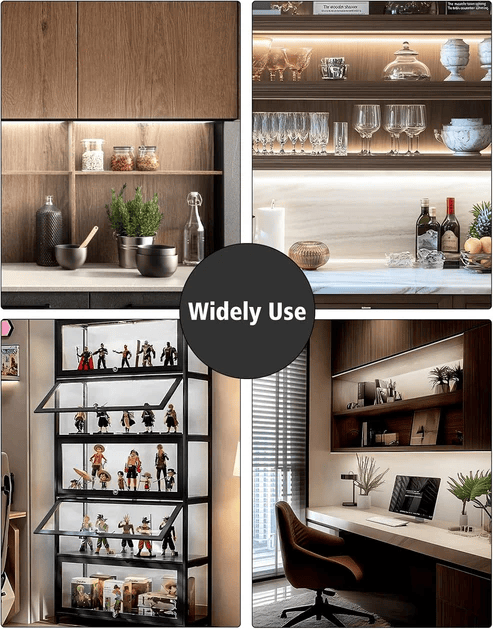 24V Anti-Glare Bright Cozy Under Cabinet LED Strip Free Cut 6000K Cool White - Black Shell