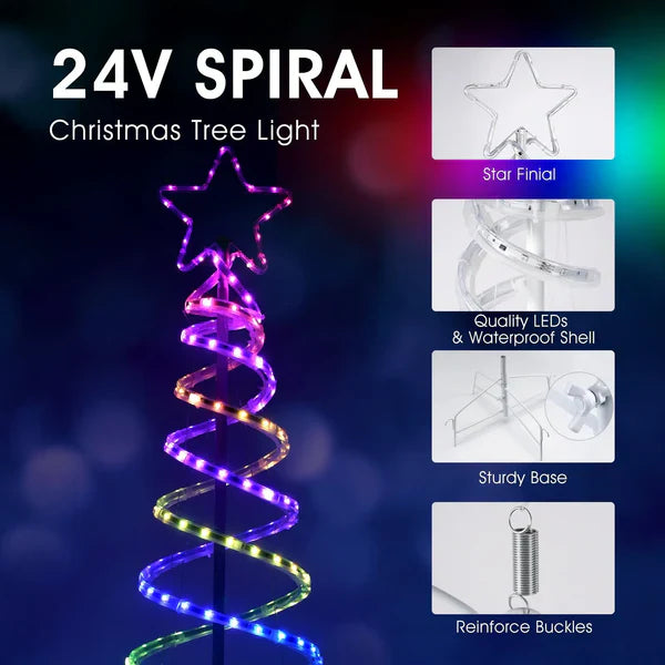24V Dual Spiral RGB Christmas Tree Light – Sturdy Chasing Lights for Festive Decoration