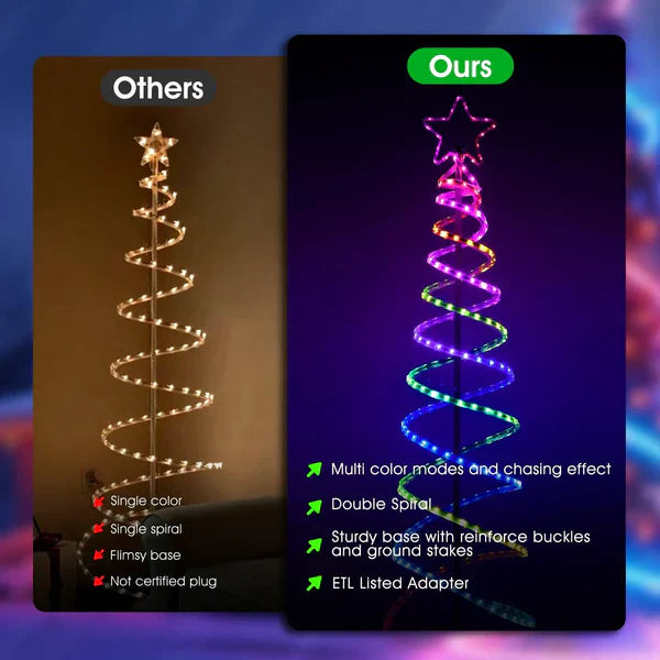 24V Dual Spiral RGB Christmas Tree Light – Sturdy Chasing Lights for Festive Decoration