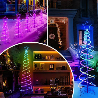 24V Dual Spiral RGB Christmas Tree Light – Sturdy Chasing Lights for Festive Decoration