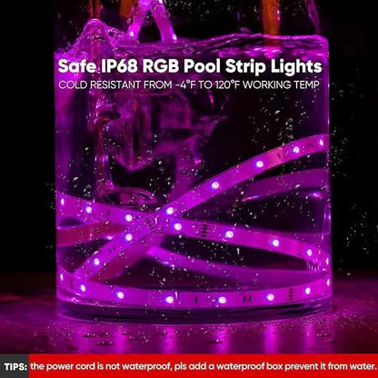 24V IP68 LED Strip Light – Smart RGB Submersible Pool Light Strips, 4mm x 12mm, 1-10V Dimmable, Remote & Bluetooth App Control, ETL Listed, 2W/M
