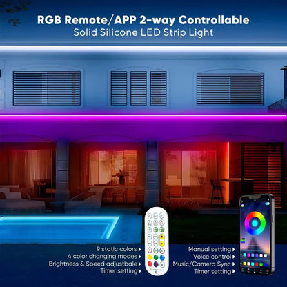 24V IP68 LED Strip Light – Smart RGB Submersible Pool Light Strips, 4mm x 12mm, 1-10V Dimmable, Remote & Bluetooth App Control, ETL Listed, 2W/M