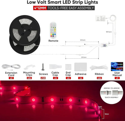 24V IP68 LED Strip Light – Smart RGB Submersible Pool Light Strips, 4mm x 12mm, 1-10V Dimmable, Remote & Bluetooth App Control, ETL Listed, 2W/M