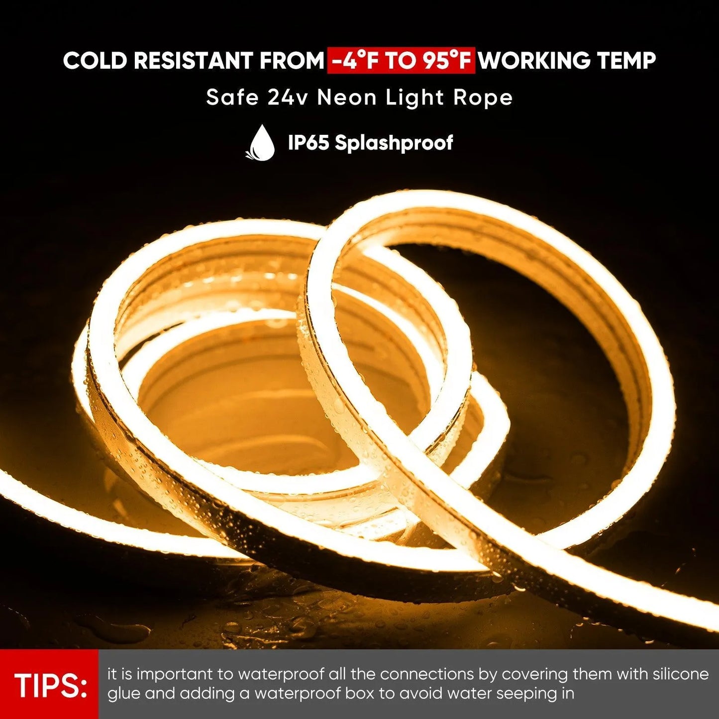 16FT 24V Smart RGBW LED Neon Rope Light, Cool and Warm White – Anti Yellowing -App and Remote Controlled