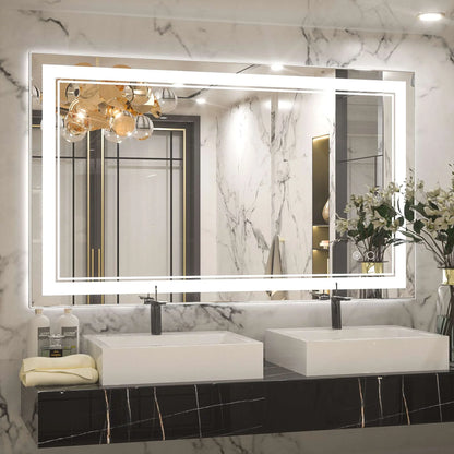 Classic Frontlit LED Bathroom Mirror – Shatterproof - Anti-Fog - Wall-Mounted Vanity Mirror with IP54 Waterproof Rating
