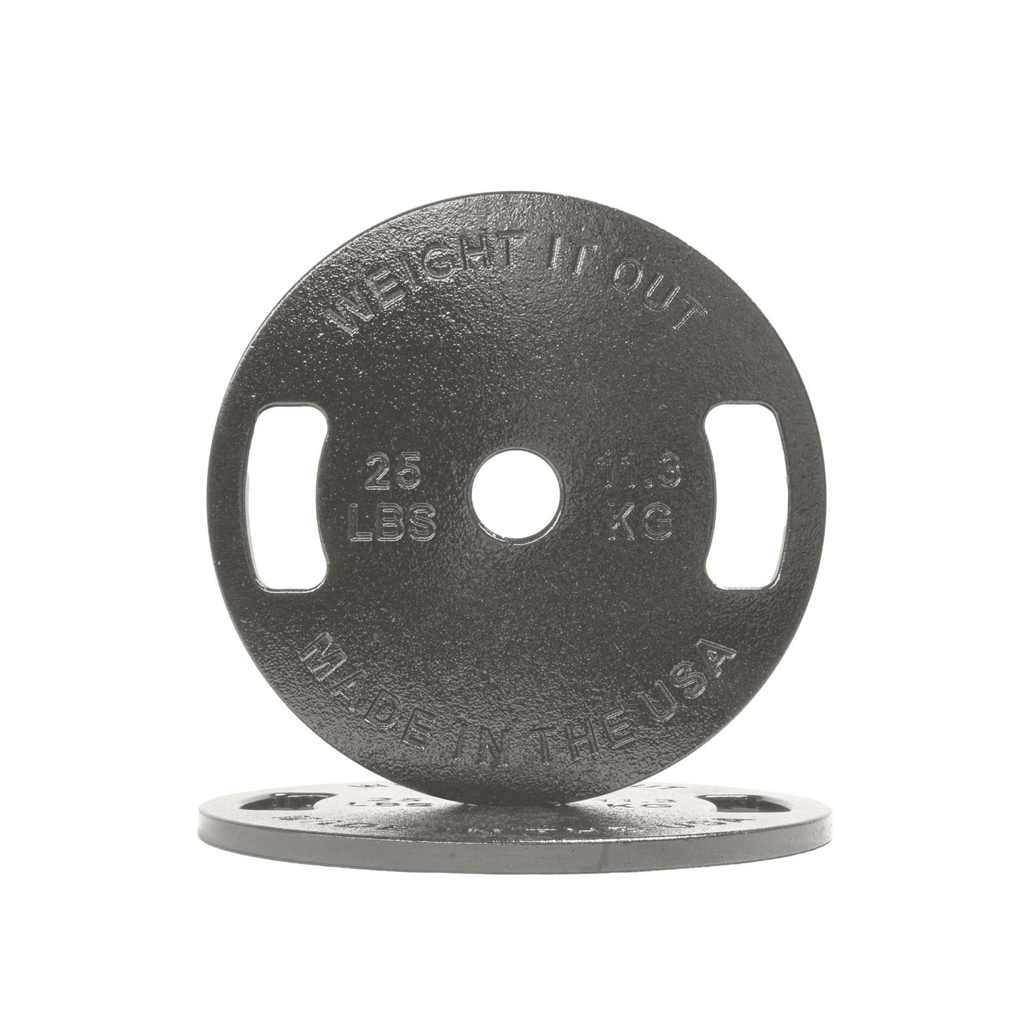 Cast Iron Machined Weight Plate Pairs - front view of 11.3 kg (clear finish)