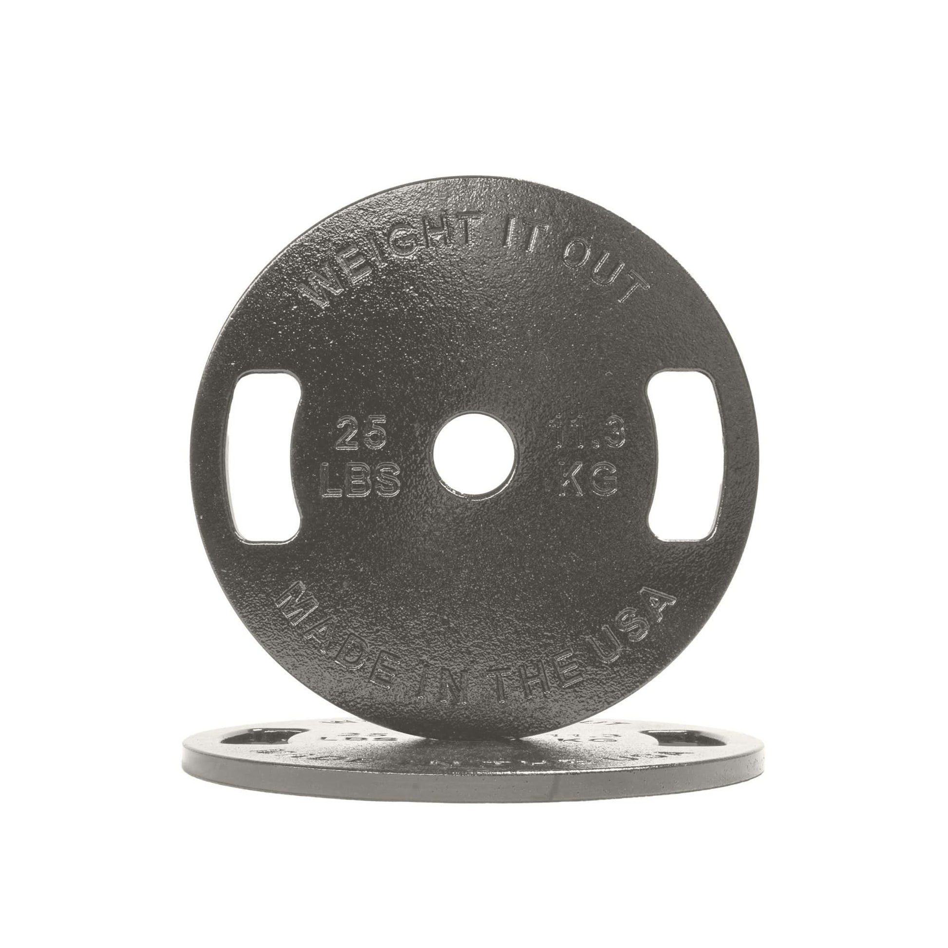 Cast Iron Machined Weight Plate Pairs - front view of 11.3 kg (clear finish)
