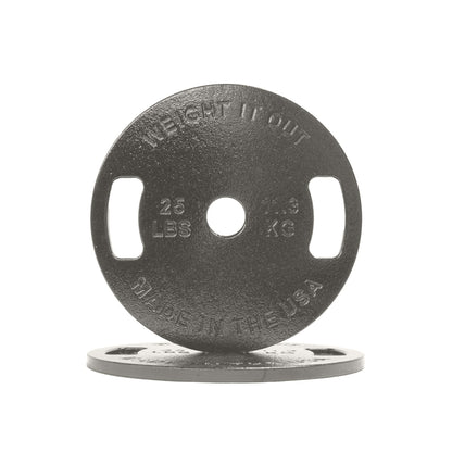Cast Iron Machined Weight Plate Pairs - front view of 11.3 kg (clear finish)