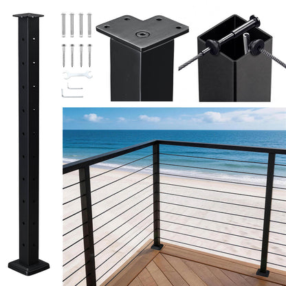 Yescom 36in T304 Stainless Steel Cable Railing Corner Post (2x2, 16G)