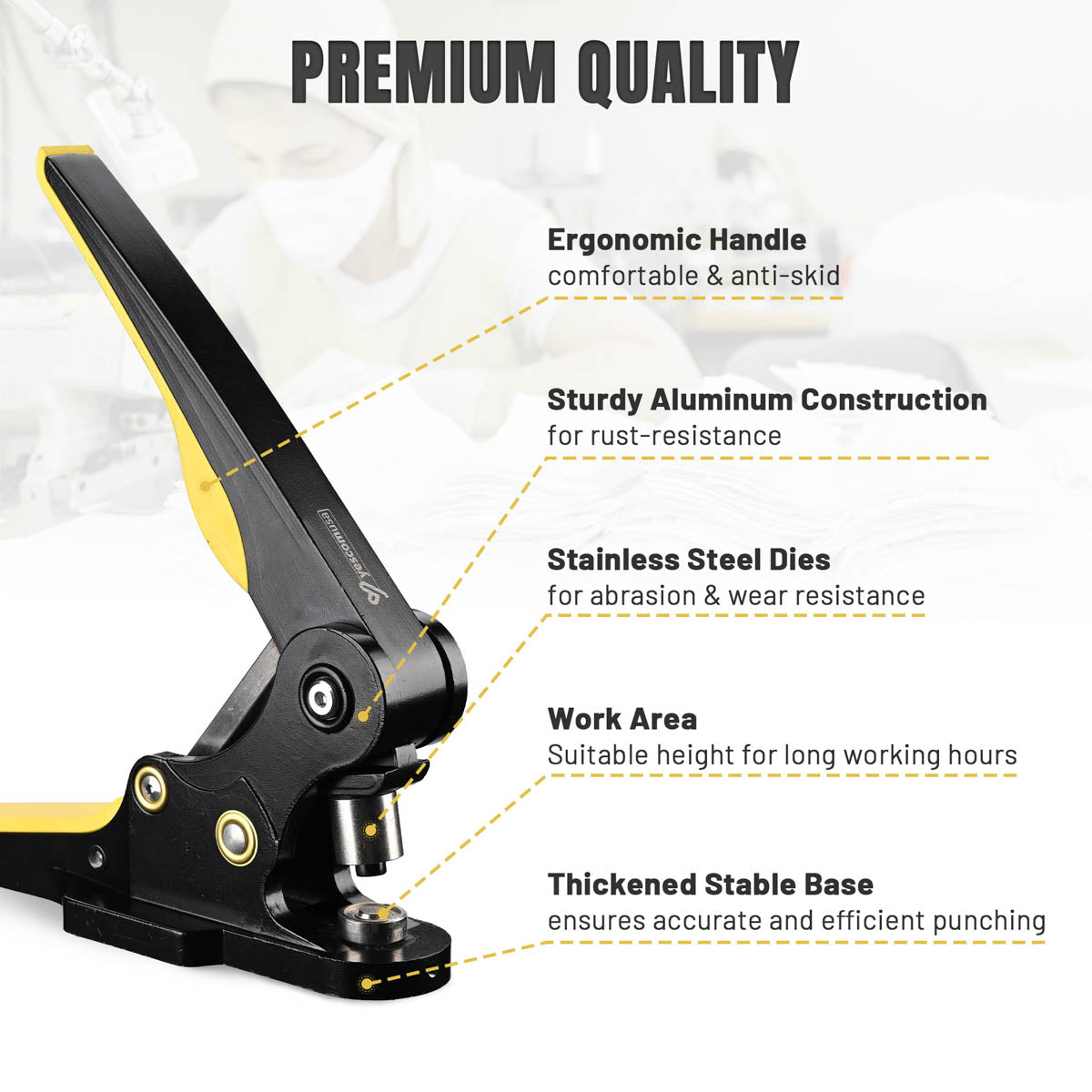 Yescom Eyelet Grommet Press with Dies, Copper Grommet & Washer