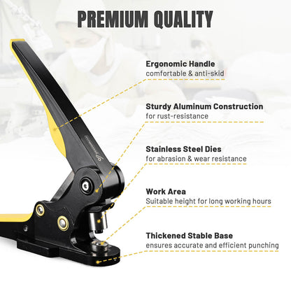 Yescom Eyelet Grommet Press with Dies, Copper Grommet & Washer
