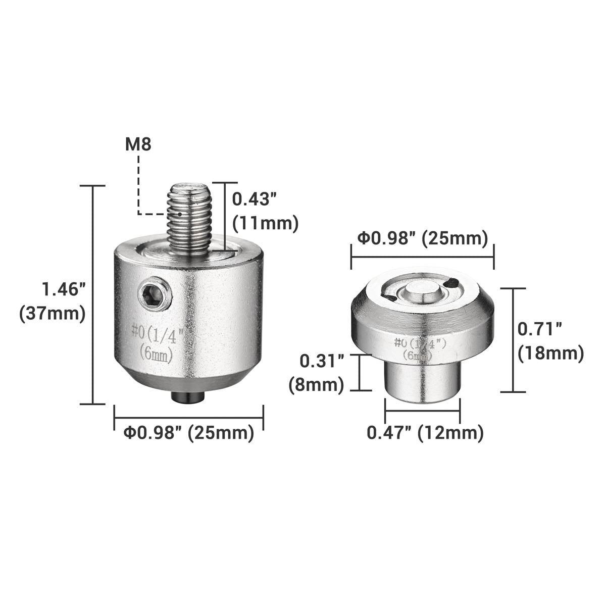 Yescom Hand Press Grommet Die Replacement - Choice of Size #0, #2, #4
