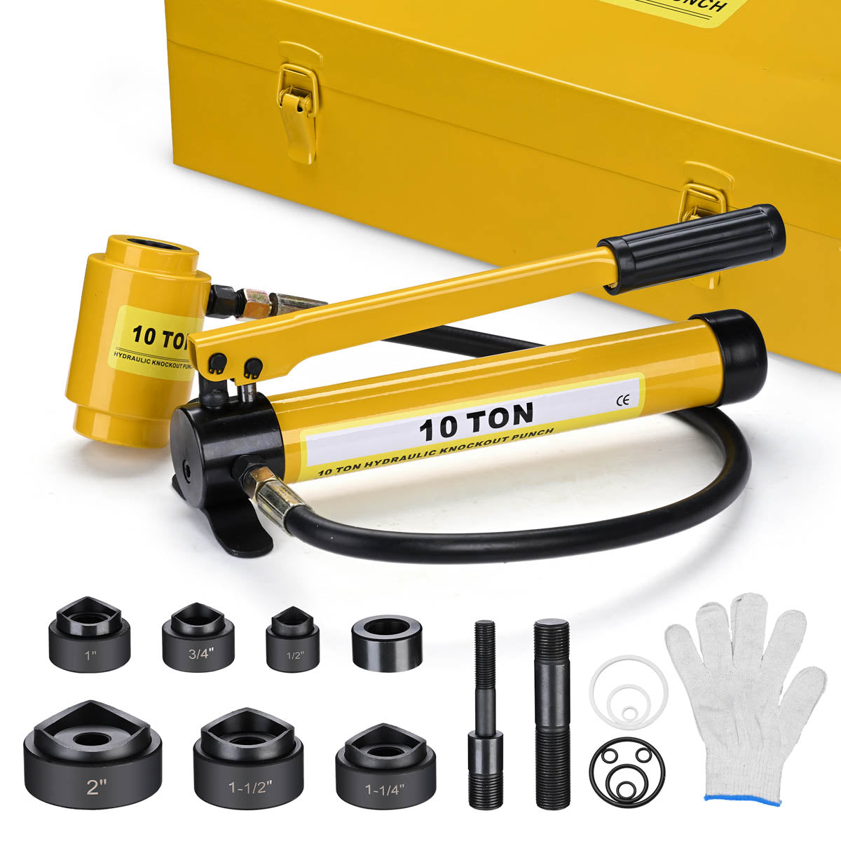 Yescom 10 Ton Hydraulic Punch Press w/ 6 Piece Tool Kit