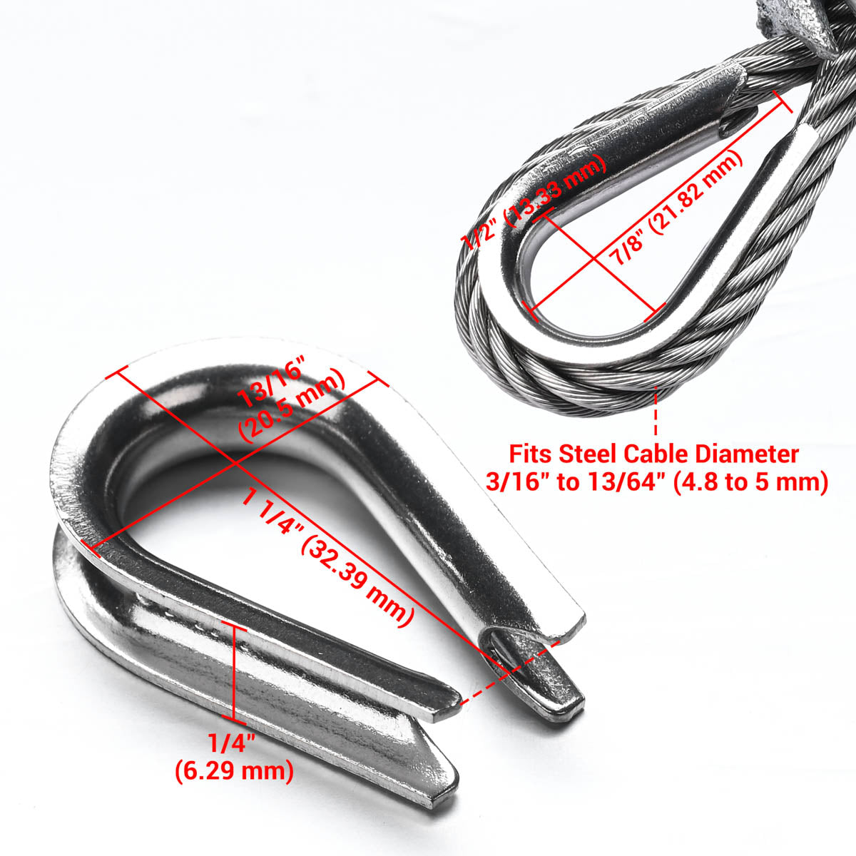 Yescom Stainless Steel Wire Cable Thimble 50ct/pk