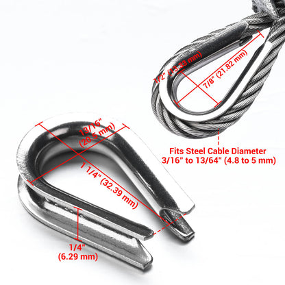 Yescom Stainless Steel Wire Cable Thimble 50ct/pk