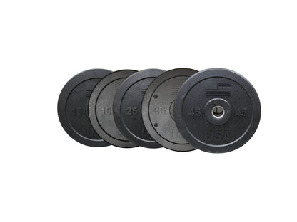 USA Bumper Plate Set - front view (260 lbs)