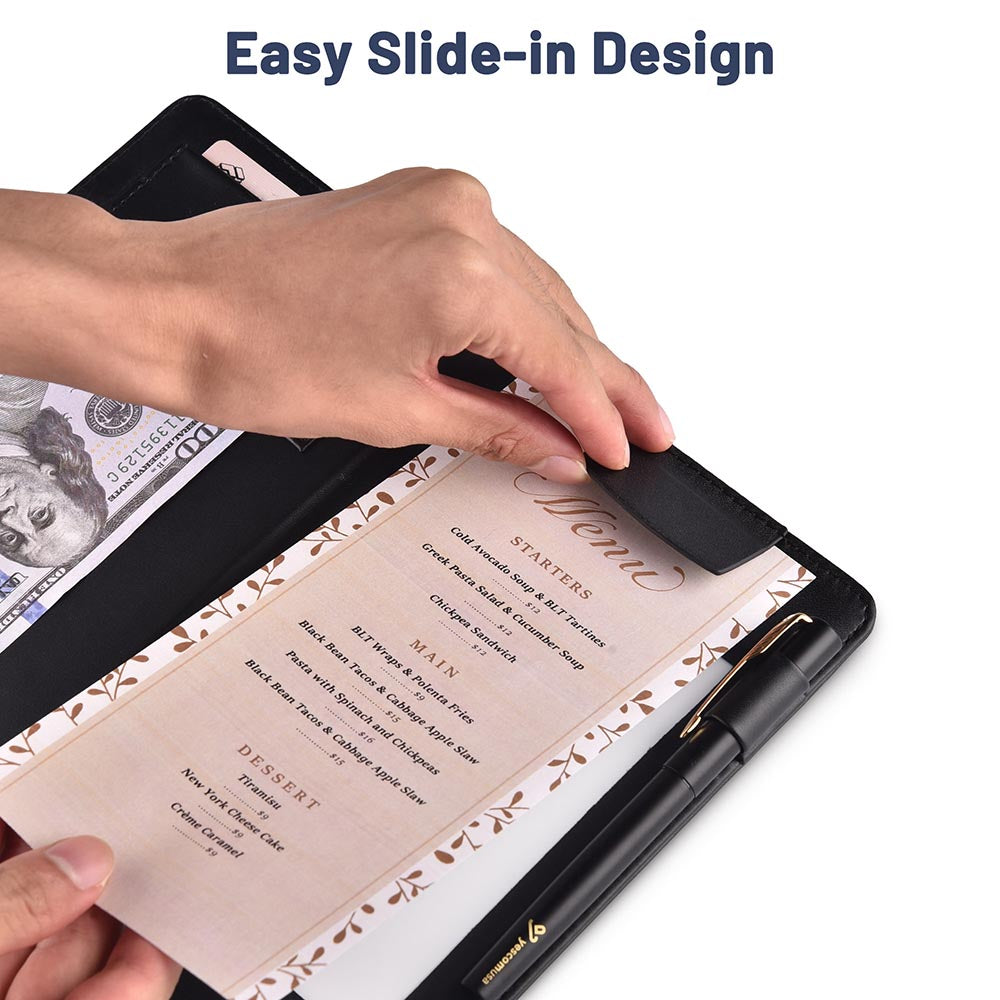 Yescom Personalized Check Presenters LED Menu Holder PU Leather 5x9in Set(5)