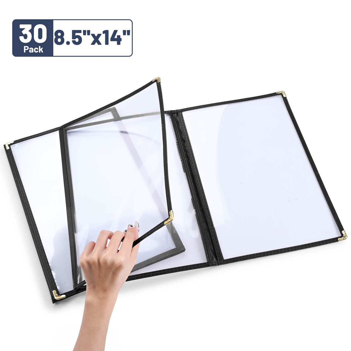 Yescom 30x Menu Covers Cafe Restaurant Black 8.5x14