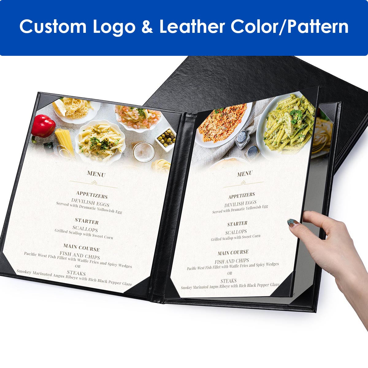 Yescom Personalized Menu Covers - 8.5x11 PU Leather Custom Printed & Color