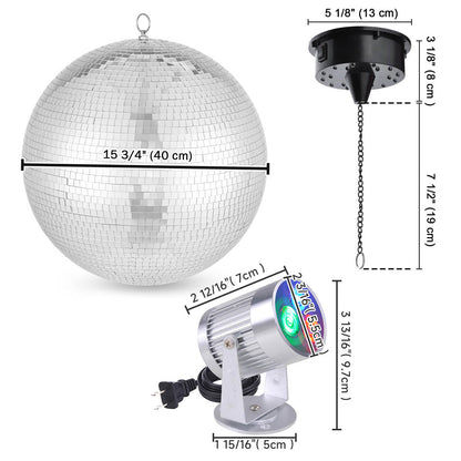 Yescom Shiny Disco Ball with Motor, RGB Light Event Party Decor
