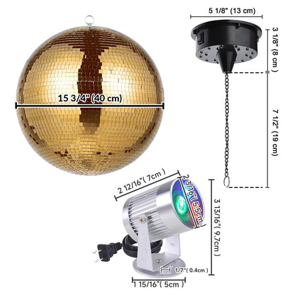 Yescom Shiny Disco Ball with Motor, RGB Light Event Party Decor