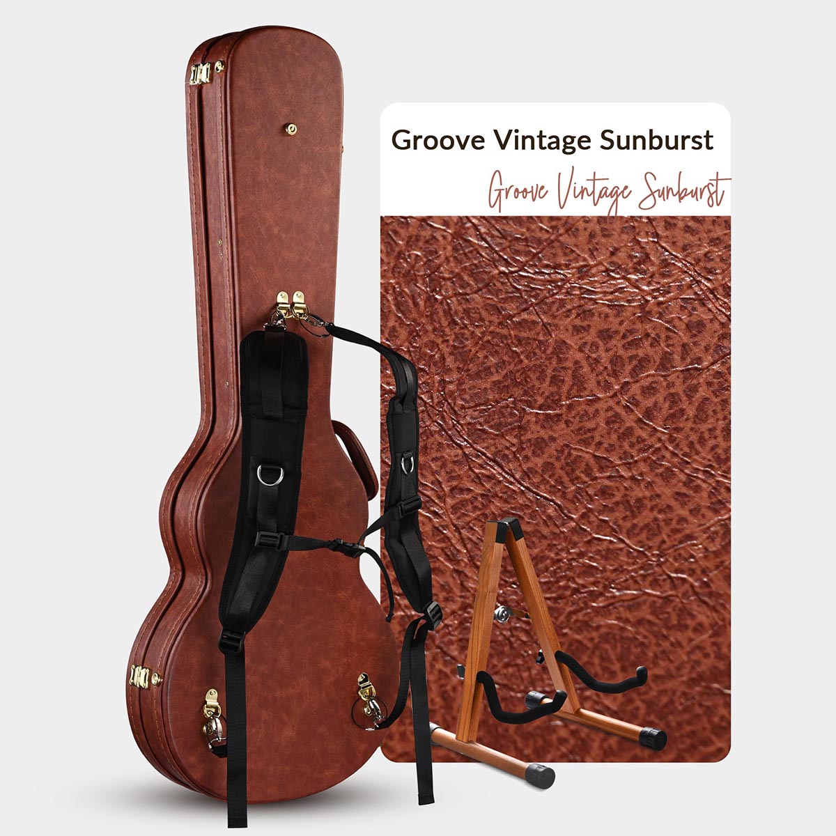 Yescom Lockable Electric Guitar Hard-Shell Case Les Paul Style Wood