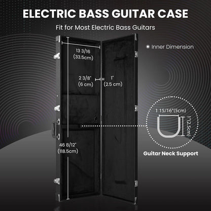 Yescom Lockable Universal Electric Bass Guitar Hard-Shell Case 48x15 in