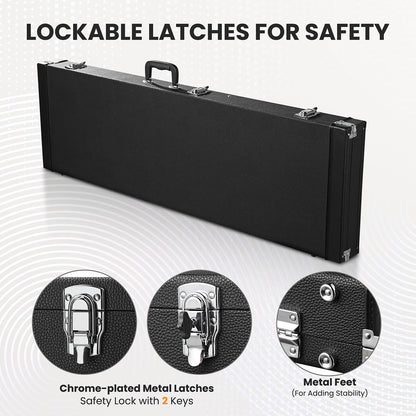 Yescom Lockable Universal Electric Bass Guitar Hard-Shell Case 48x15 in