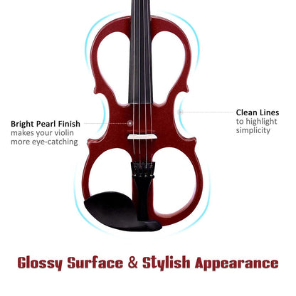 Yescom 4/4 Full Size Electric Violin Bow Headphone Case Set