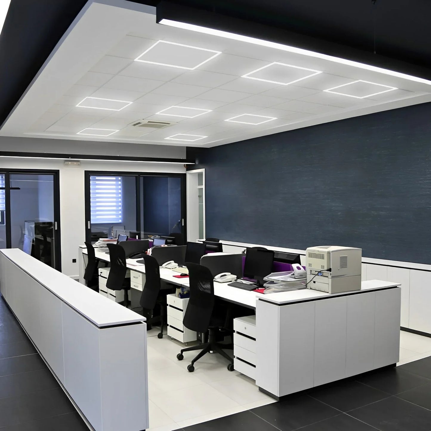 LED Grid Frame Ceiling Light, 2x2, 40W/30W/20W, Adjustable Watts & CCT,3000K-6500K , 4800 Lumens