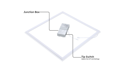 LED Grid Frame Ceiling Light, 2x2, 40W/30W/20W, Adjustable Watts & CCT,3000K-6500K , 4800 Lumens