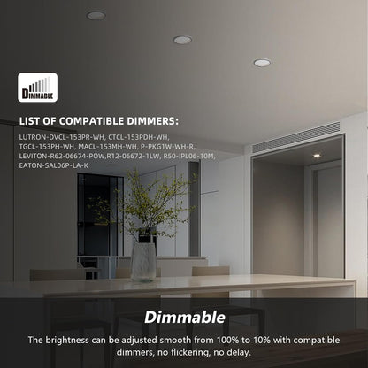 3 Inch LED Recessed Light, 8W, Selectable CCT, 500 Lumens, 120 VAC