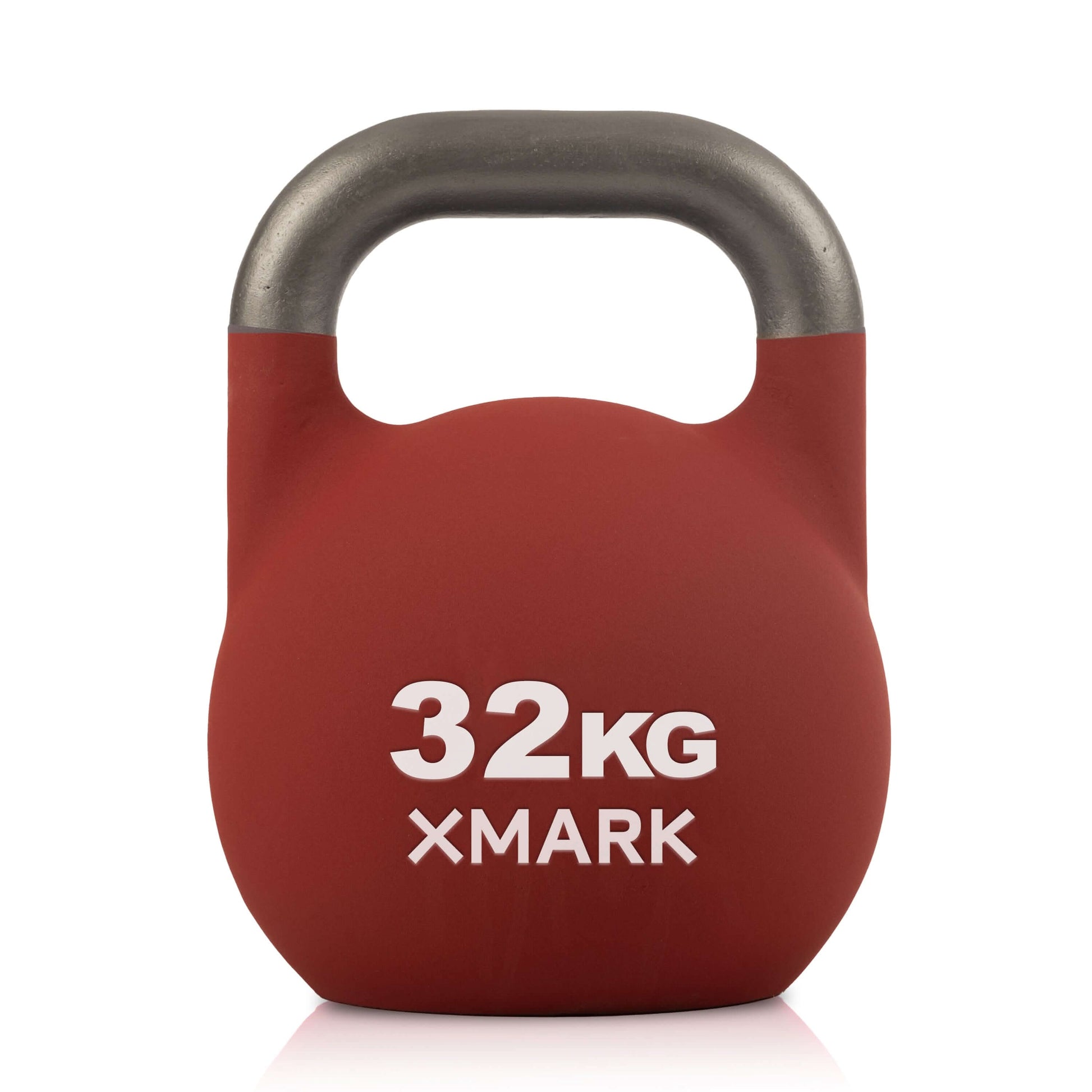 Red 32kg competition kettlebell by XMark, ideal for strength training and fitness workouts.