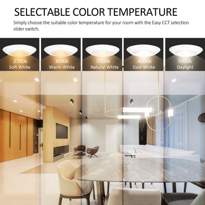 8 Inch Flat Recessed Downlight with Junction Box, 18W, Selectable CCT, 1500 Lumens, 120 VAC
