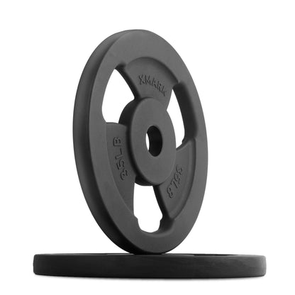 Iron Horse cast iron Olympic weight plate, 25 lbs, classic design, perfect for strength training.