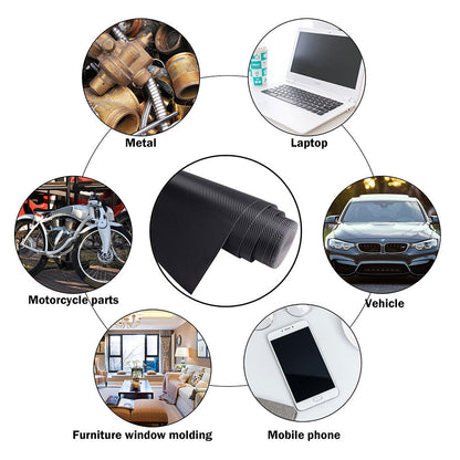 Yescom Black 3D Carbon Vinyl Wrap Roll (100', 50' Options)