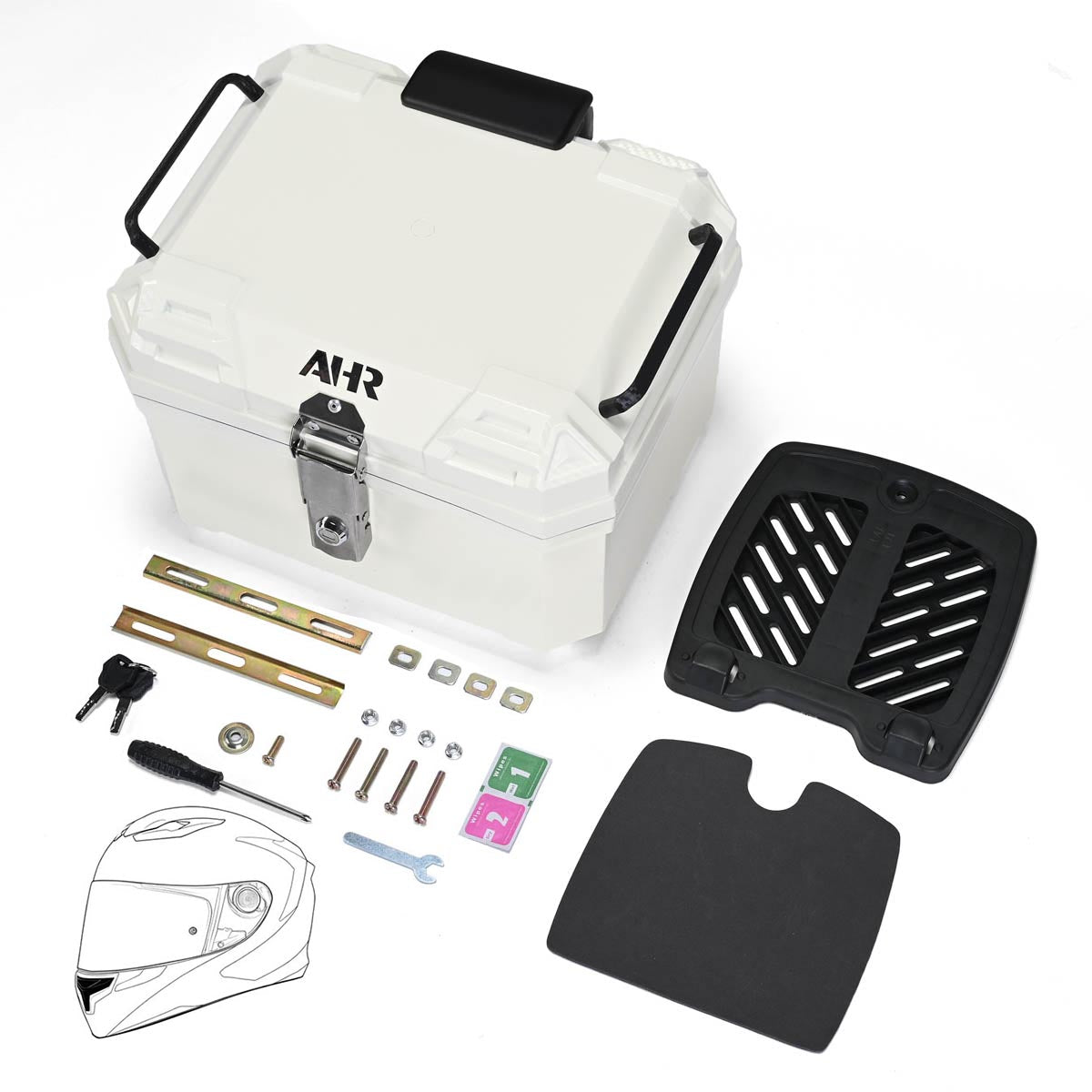 Yescom White Motorcycle Trunk Box with Backrest Scooter Tour Pack