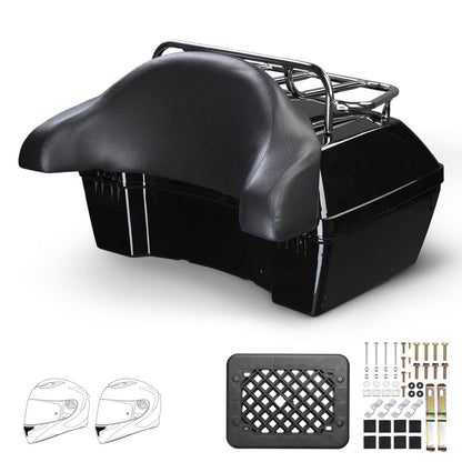 Yescom Motorcycle Trunk with Backrest Scooter Tour Pack Gloss Black