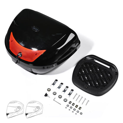 Yescom Motorcycle Trunk with Backrest Scooter Tour Pack Gloss Black