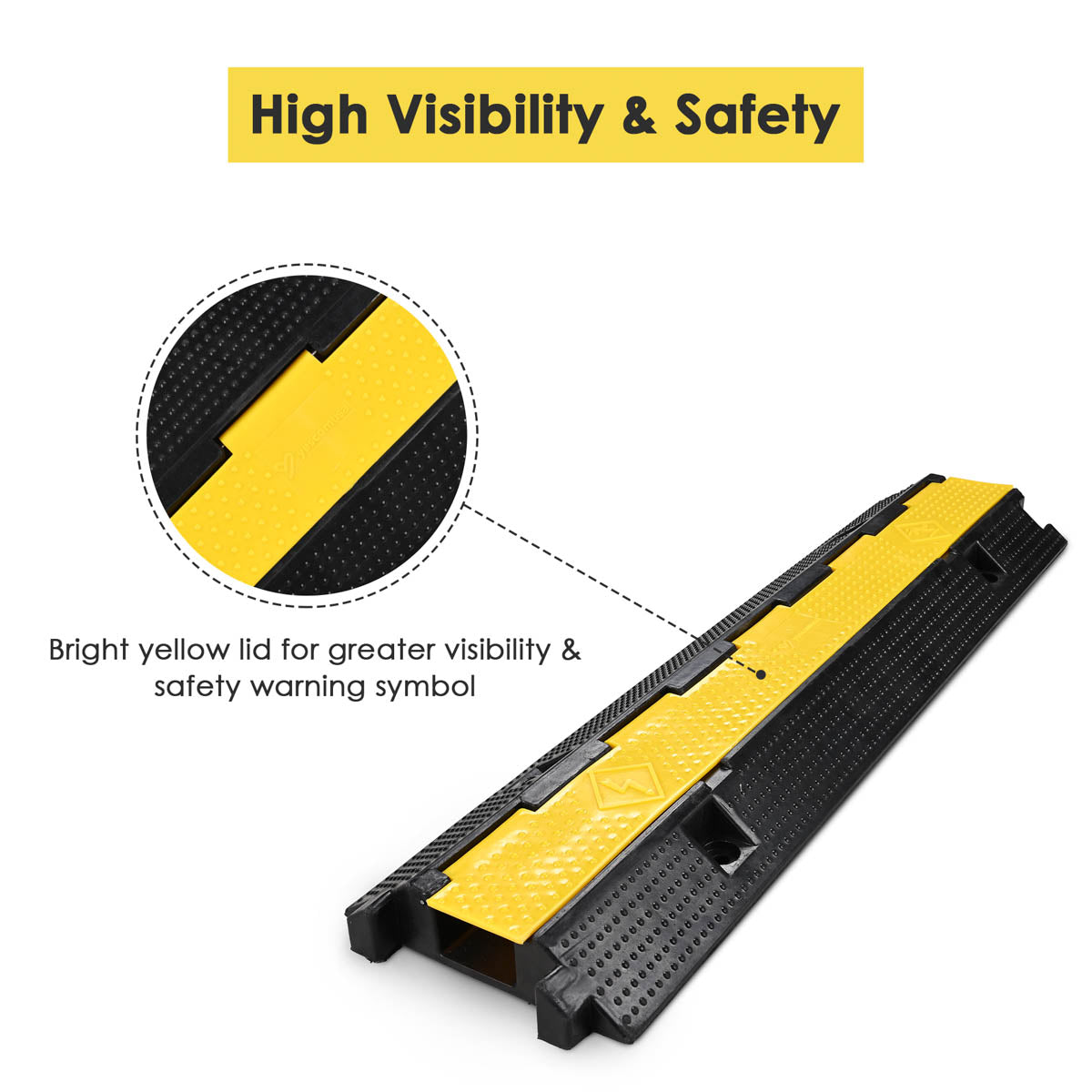 Yescom Cable Ramp Protector Rubber Cable Cover 1-Channel for 2" Cables