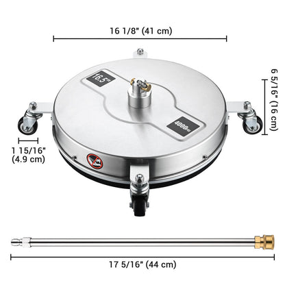 Yescom 16.5in Pressure Washer Surface Cleaner Stainless Steel