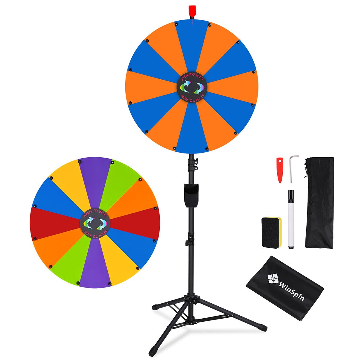 WinSpin 24" Modular Prize Wheel with Adjustable Height Stand 12-Slot