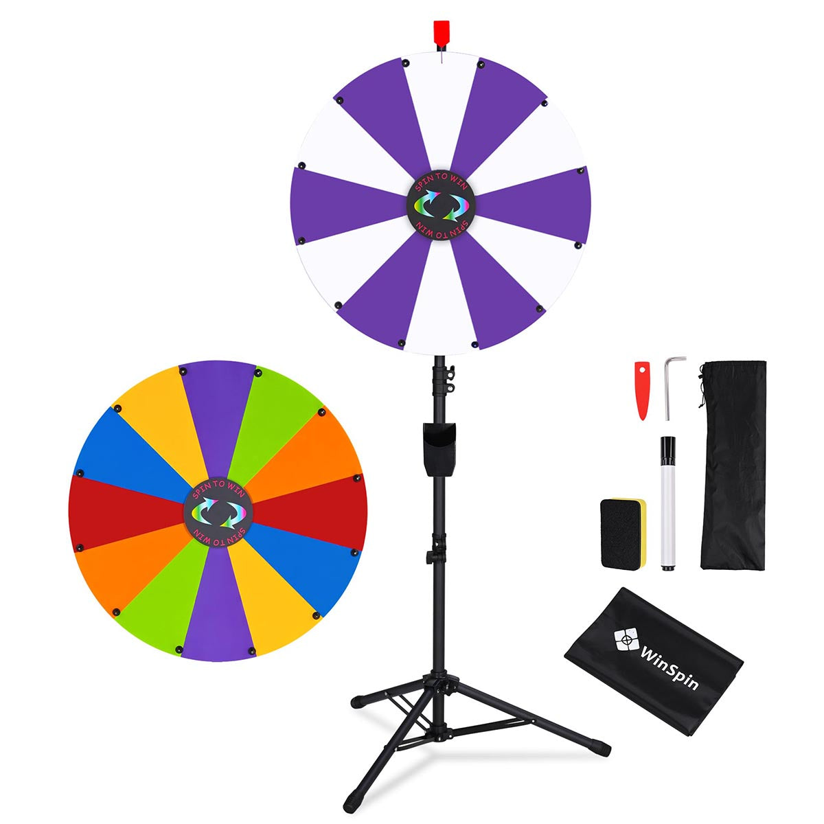 WinSpin 24" Modular Prize Wheel with Adjustable Height Stand 12-Slot