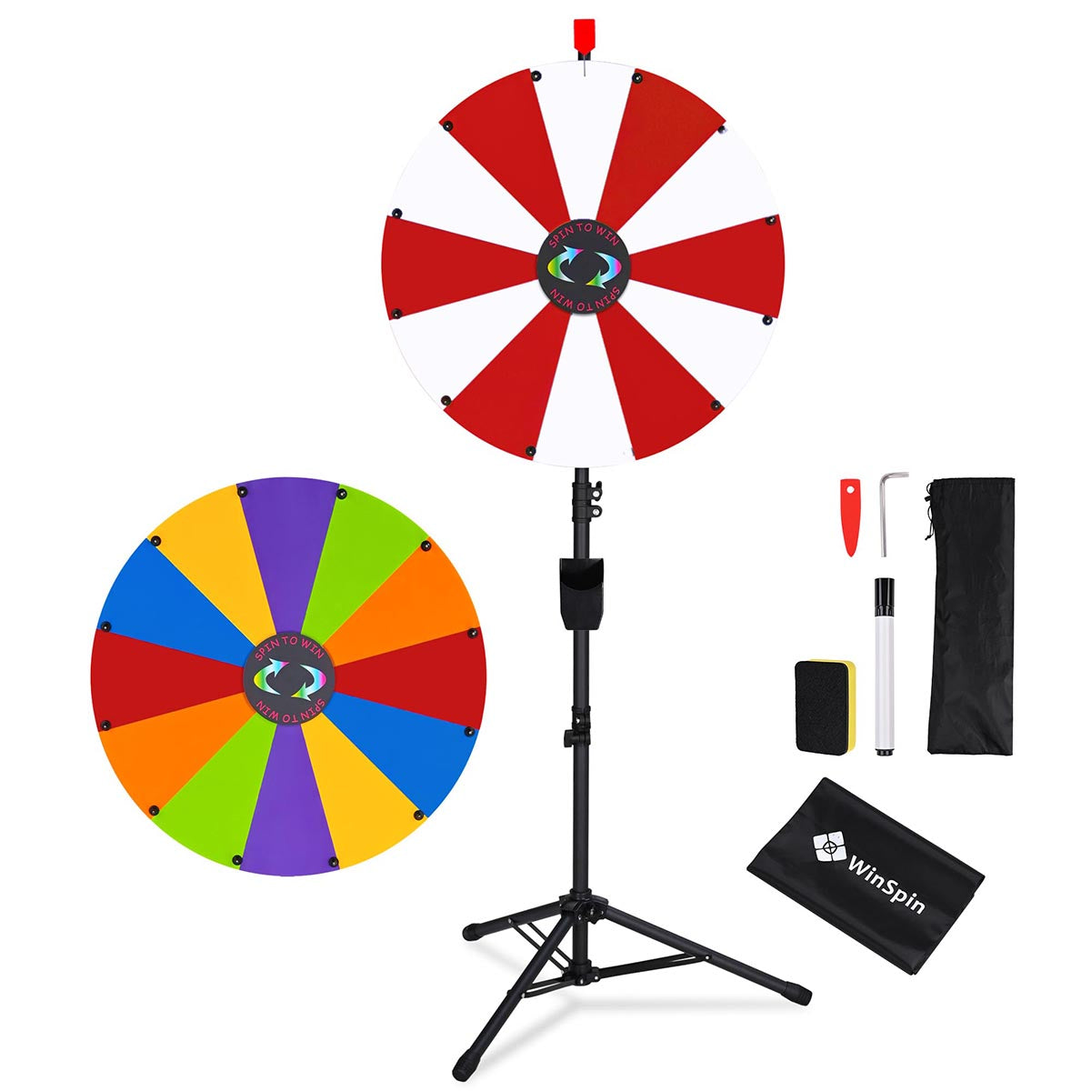 WinSpin 24" Modular Prize Wheel with Adjustable Height Stand 12-Slot