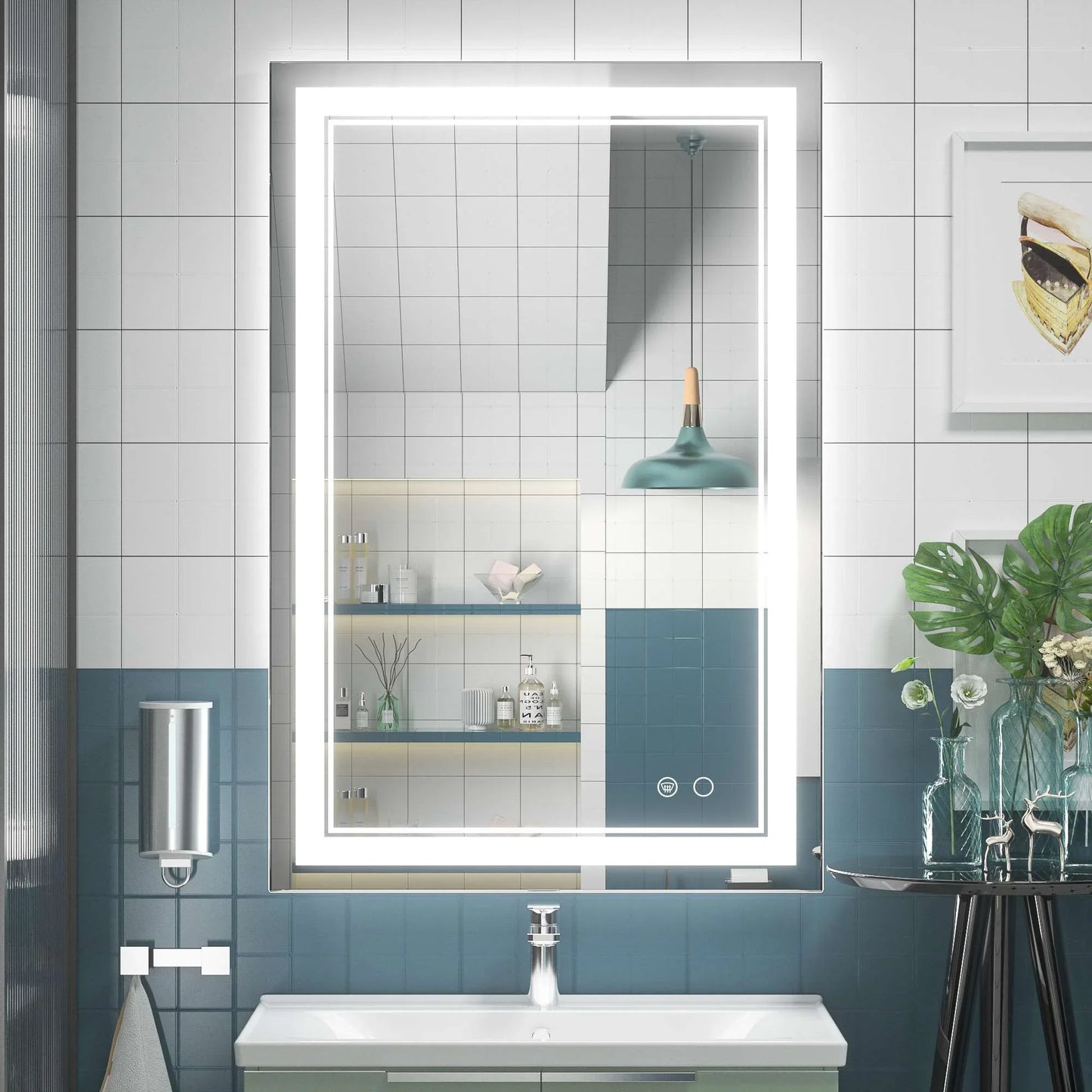 Classic Frontlit LED Bathroom Mirror – Shatterproof - Anti-Fog - Wall-Mounted Vanity Mirror with IP54 Waterproof Rating