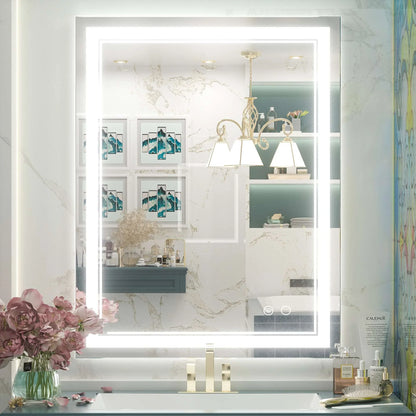 Classic Frontlit LED Bathroom Mirror – Shatterproof - Anti-Fog - Wall-Mounted Vanity Mirror with IP54 Waterproof Rating