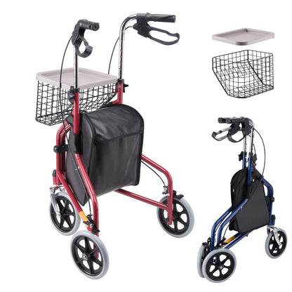 Yescom 3 Wheels Aluminum Rollator Walker w/ Brakes Basket & Bag