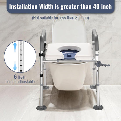 Yescom Raised Toilet Seat w/ Handles Height Adjustable Holds 375lbs