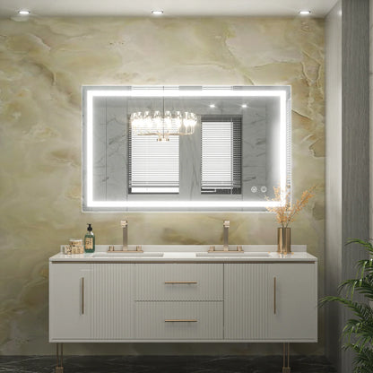LED Bathroom Mirror – Front Lighting 48x36 Inches, 15W, 1,100 Lumens – Single Light Strip - Dimmable - Anti-Fog