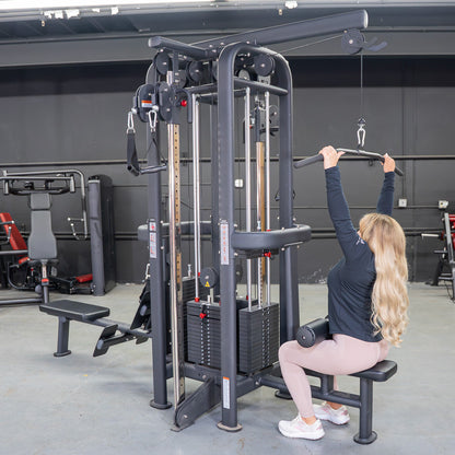 4 Stack Megatron Standard Jungle Gym - 2 Colors - Muscle D Fitness - Low Row, Lat Pulldown, Single Handle Hi/low Pulley, Double Hi/Low Pulley